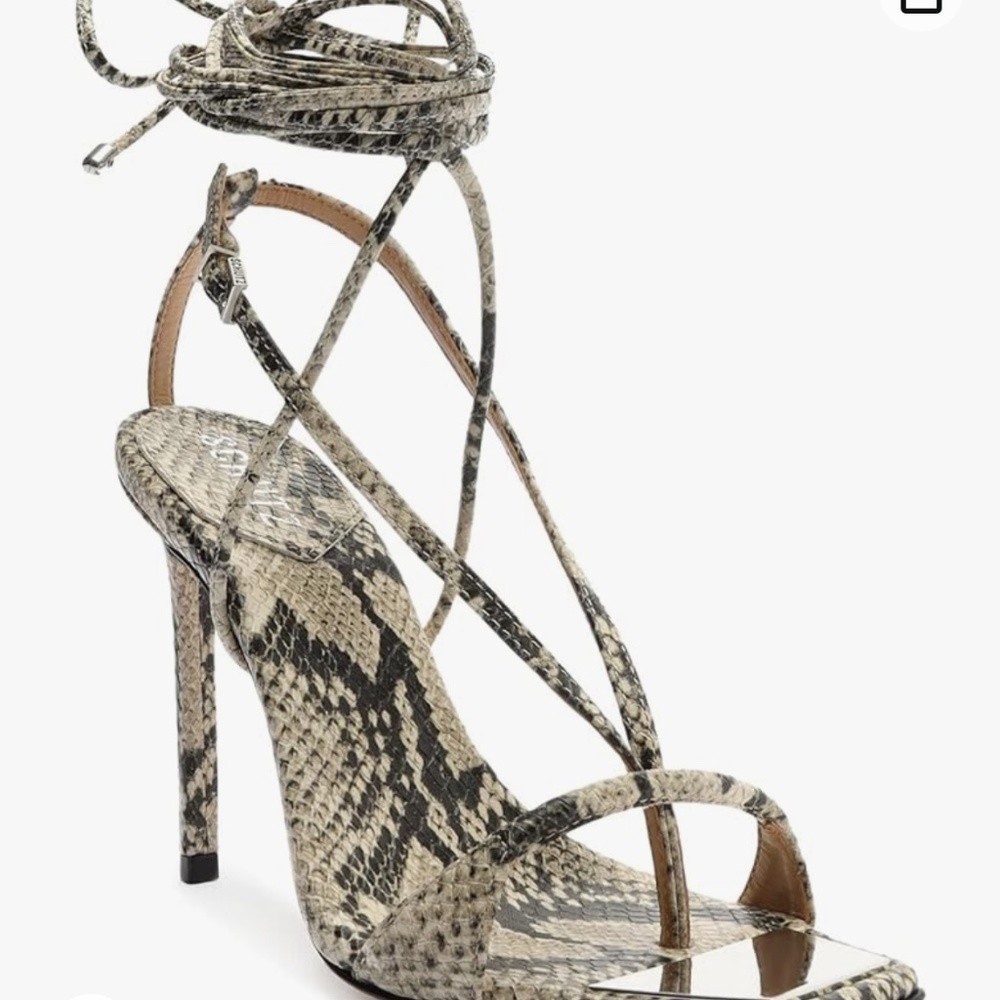 Y strap croc heels with square toe